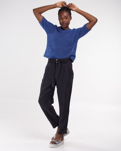 Alma & Lovis Sommerliche Hose mit Bindegürtel aus reinem Leinen | Linen Paperback