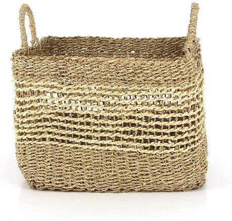 GLOBO Fair Trade Seegraskorb SEN Palmblatt und Seegras, 20-40cm, quadratisch mit Griffen