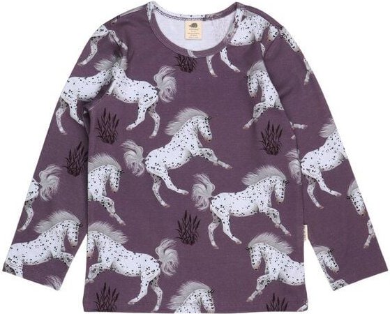 Kinder Langarmshirt Schimmel Bio-Baumwolle – GOTS-zertifiziertes Walkiddy Shirt mit Pferde-Print, weich, atmungsaktiv & ...