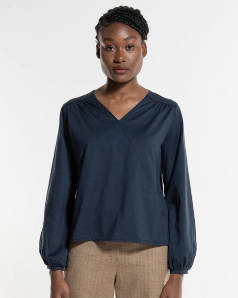 Alma & Lovis Feminine Bluse im Wickel-Look aus extra feiner Bio-Baumwolle | Wickelbluse