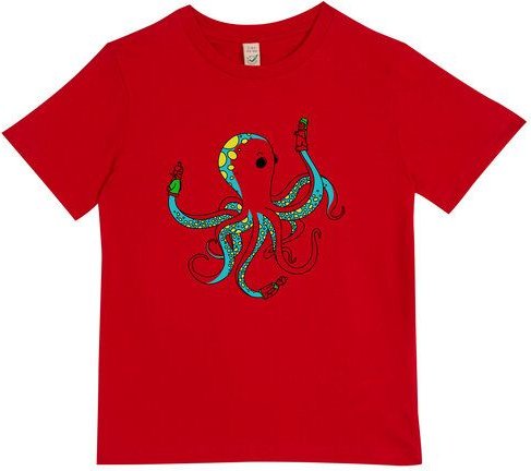 Spangeltangel Kinder-T-Shirt "Oktopus", bedruckt, Biobaumwolle