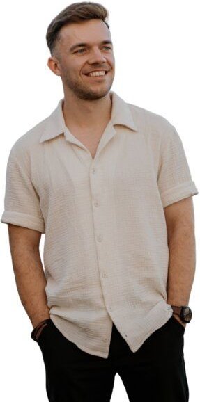 Hutch&Putch Kurzarm Musselin Herrenhemd - Business Casual Freizeit - aus 100% Bio-Baumwolle