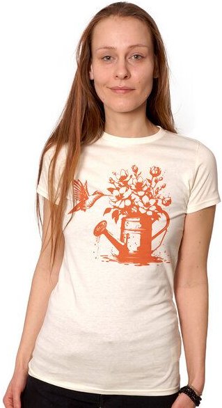 HANDGEDRUCKT "Gartenfreude" Frauen-T-SHIRT von Earth Positiv Biobaumwolle