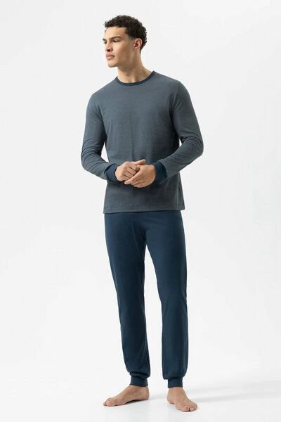 Mey Schlafanzug Pyjama lang Night Stripes Made-in-Green