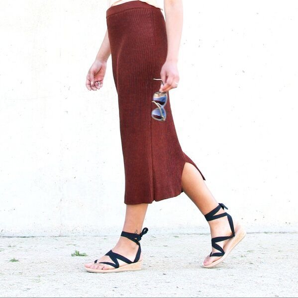 Phillee Sandalen zum Binden aus Leder - Keilabsatz