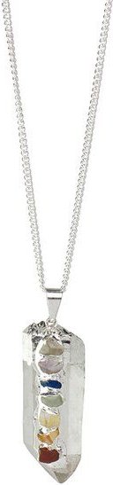 Crystal and Sage Chakra Reiki Bergkristall Halskette