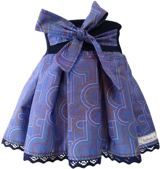 liebewicht Faltenrock Drehrock blau gemustert für Mädchen aus Biobaumwolle