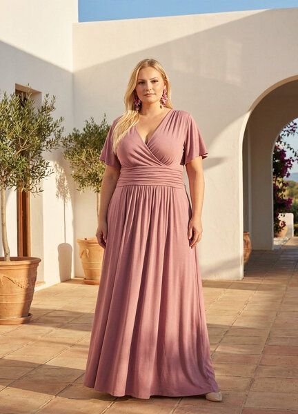 Ingoria PANDORA Maxikleid mit Schmetterlingsärmel Curvy ab Größe XXL (Uni)
