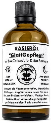 Two Hands BIO Rasieröl “GlattGepflegt“ mit Bio-Calendula & Bio-Rosmarin - Bio Vegan
