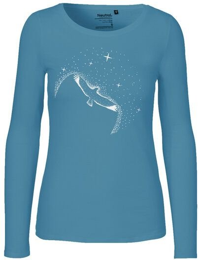 HANDGEDRUCKT "Sternstunde" Frauen Longsleeve aus reiner Biobaumwolle (kbA)