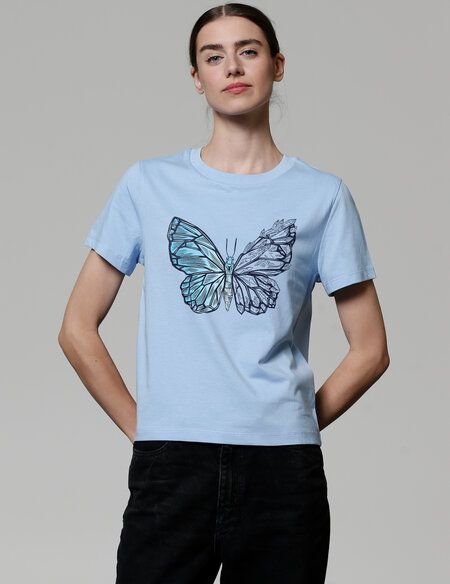 watapparel T-Shirt Frauen Crystal Butterfly