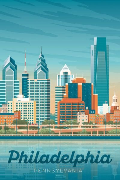 Photocircle Poster / Leinwandbild - Philadelphia Vintage Travel Wandbild