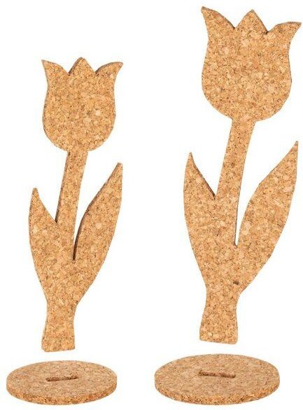 Kork-Deko Kork Tulpen 2er-Set – Aufsteller aus Naturkork als Osterdeko & Frühlingsgeschenk