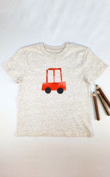 Meladi Kinder Shirt aus Biobaumwolle - Rotes Auto aus Eco Heather