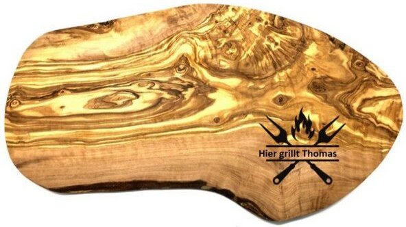 Olivenholz erleben Schneidebrett rustikal aus Olivenholz inklusive Große Gravur