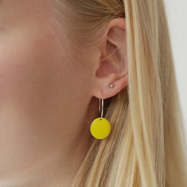 BELLYBIRD Jewellery Ohrringe - emailliertes Plättchen, Anhänger aus Silber mit Emaille