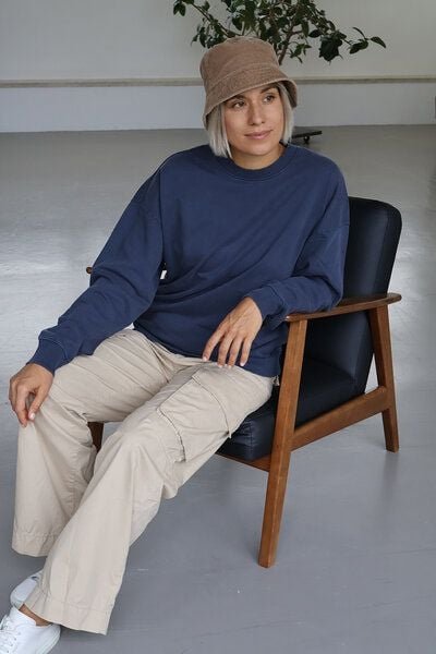 Kultgut Vintage Kuschelsweater supersoft- 100% Biobaumwolle / Denimblue