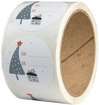 Fines Papeterie 50 Aufkleber für Weihnachten * verschiedene Motive * 4cm rund * Naturpapier