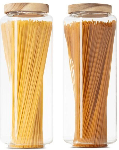 Econovo Vorratsgläser mit Holzdeckel | 1800ml (Set 2-tlg.) | Kollektion Eckig