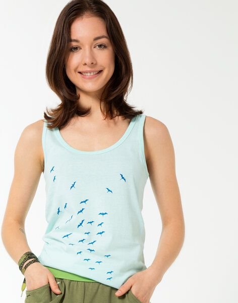 Spangeltangel Top "Vogelschwarm", Damentop, bedruckt, Vögel, Siebdruck, Frauen, Sommertop