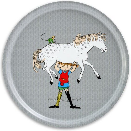 ÅRY HOME Tablett aus Birkenholz - Pippi Langstrumpf – Grau