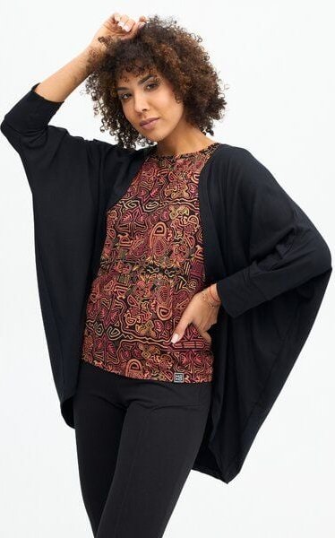 Thumbnail - Stripe Cardigan – Cape – Jäckchen – Oversize aus Modalmix – fair produziert in EU – KOKOworld Print