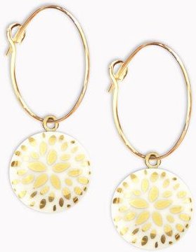 lille mus Creolen mit Porzellan-Anhänger 'Blumenstern' Porzellanschmuck