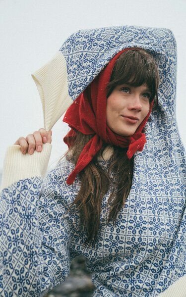 Kopyto BARIBAL - Damen Oversize Boxy Stickpullover Beskiden-Muster 100% Merinowolle