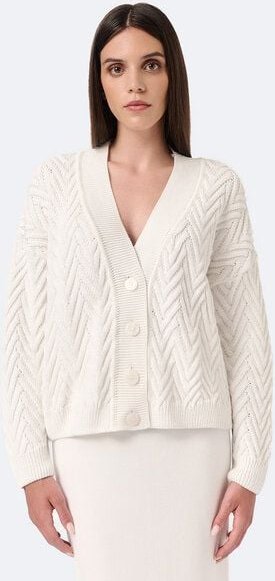 Mila.Vert Gestrickter Cardigan mit Fischgrätenmuster