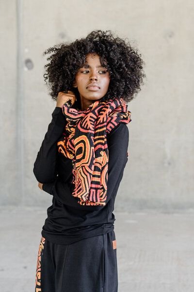 Schal Wind – Farbenfroh – ethno Muster inspiriert von Molas der Kuna – Bio-Baumwolle Musselin – KOKOworld Design – Fair ...