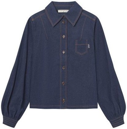 Mademoiselle YéYé Jeans Bluse mit Ballonärmeln aus Bio-Baumwolle