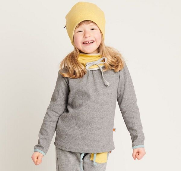 Cheeky Apple Mädchen-Langarm Top "Interlock Doubleface Grau" aus 100% Bio-Baumwolle