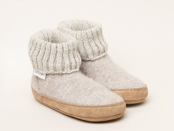 Gottstein Kinder Hüttenschuh Alpine Boot LE - Aus reiner Bio-Schafwolle für Jungen & Mädchen mit Ledersohle - Hausschuh ...