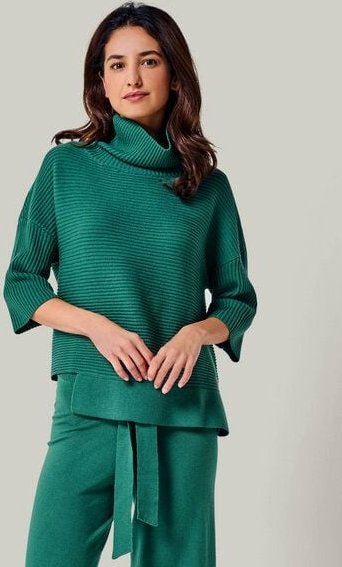 YOU LOOK PERFECT 100% Merino asymmetrischer Rollkragen-Strickpullover "Bailey"