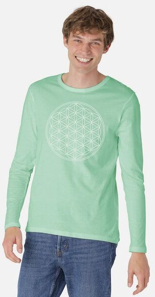 Peaces.bio - handbedruckte Biomode Bio-Herren-Langarmshirt "Die Blume des Lebens"