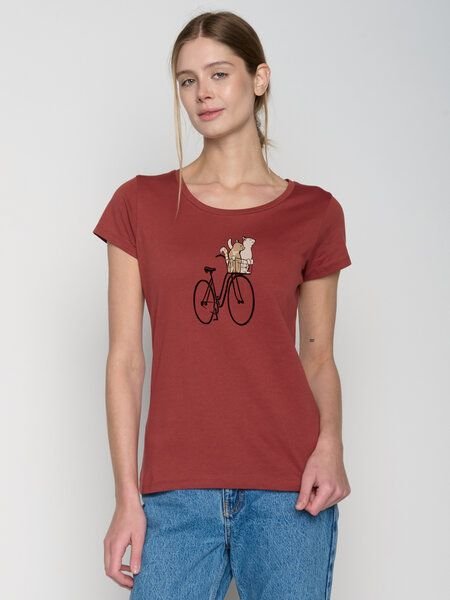 GREENBOMB Bike Cats Basket Loves - Lässiges T-Shirt aus Bio-Baumwolle / hochwertiger Print / GOTS / Fair & Vegan