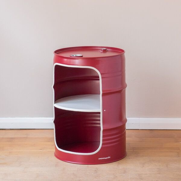 Lockengelöt Nachttisch/Couchtisch aus einem kleinen Ölfass