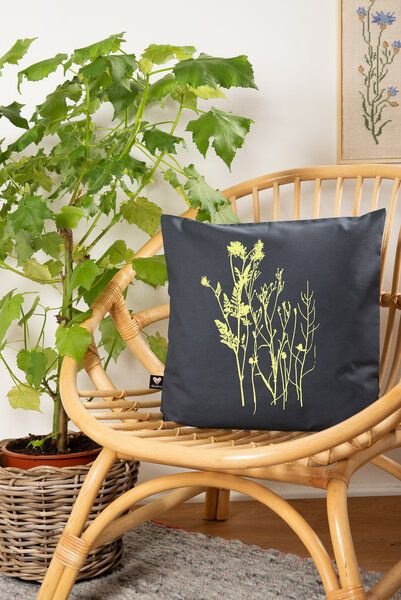 Hirschkind Bio-Kissenbezug 'Wilde Wiese' anthrazit 40*40cm