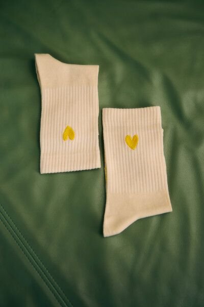 Jutelaune Yellow Heart Socks - GRS und OEKO-TEX Zertifizierungen