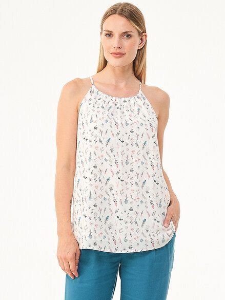 ORGANICATION Spaghettiträger-Top aus Bio-Baumwolle und Bamboo mit Allover-Print