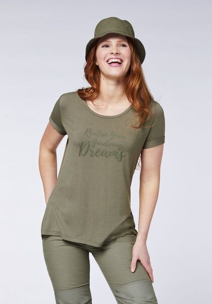 Gardena T-Shirt aus Viskose-Elasthanmix mit Schriftzug