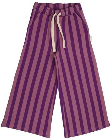 Kinder Schlaghose GOTS-zertifiziert aus Bio-Baumwolle, lila gestreift, weites Bein, elastischer Bund – Walkiddy, weich &...