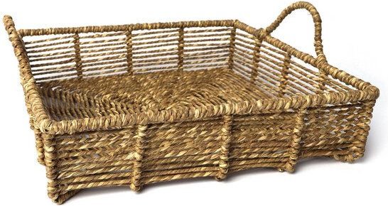 El Puente Quadratisches Tablett aus Munji-Gras und Eisen (32 x 32 x 8,5 cm)