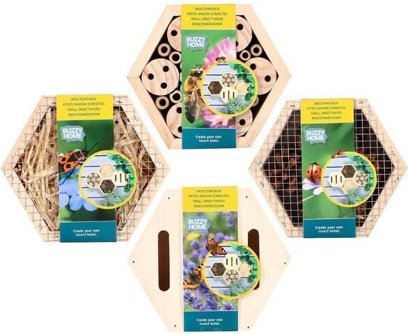 Insektenhotel Buzzy® Home Hexagon - Set mit 4 Kästen für Bienen, Käfer