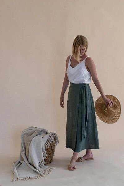 gust. Leinen-Wickelrock - Linen Wrap Skirt - 100% Bio-Leinen