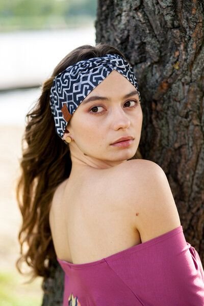 Haarband Chain Summer – Stirnband – Viskose – vorne verschränktem Design – Farbenfroher einzigartiger Print von KOKOworl...