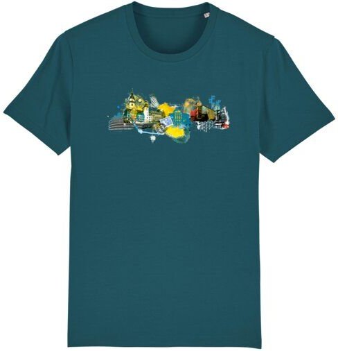 Spangeltangel bedrucktes T-Shirt, Chemnitz, nachhaltig, Stadt, Herren, Damen, Unisex, Biobaumwolle