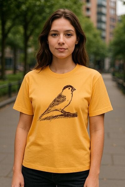 ilovemixtapes Damen T-Shirt Bio-Baumwolle fair – Motiv Spatz - Boxy fit