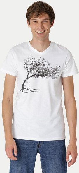 Peaces.bio - handbedruckte Biomode Bio-Herren-T-Shirt V-Neck Windy Tree