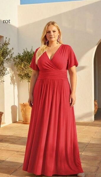 Ingoria PANDORA Maxikleid mit Schmetterlingsärmel Curvy ab Größe XXL (Uni)